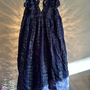 Navy silver halter dress